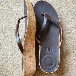 FitFlop cork sandals in espresso.